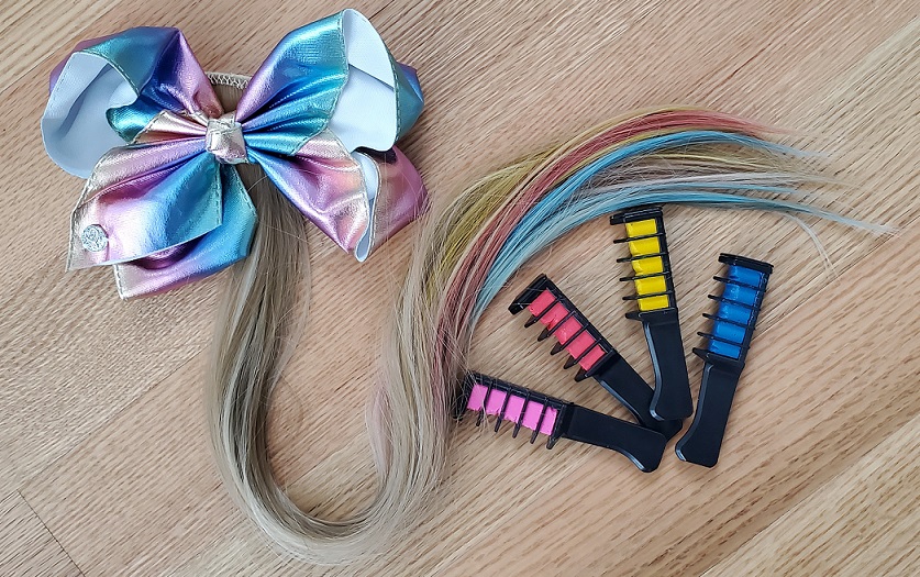 Easy DIY JoJo Siwa Inspired Rainbow Ponytail Extension jojo siwa inspired rainbow ponytail bow